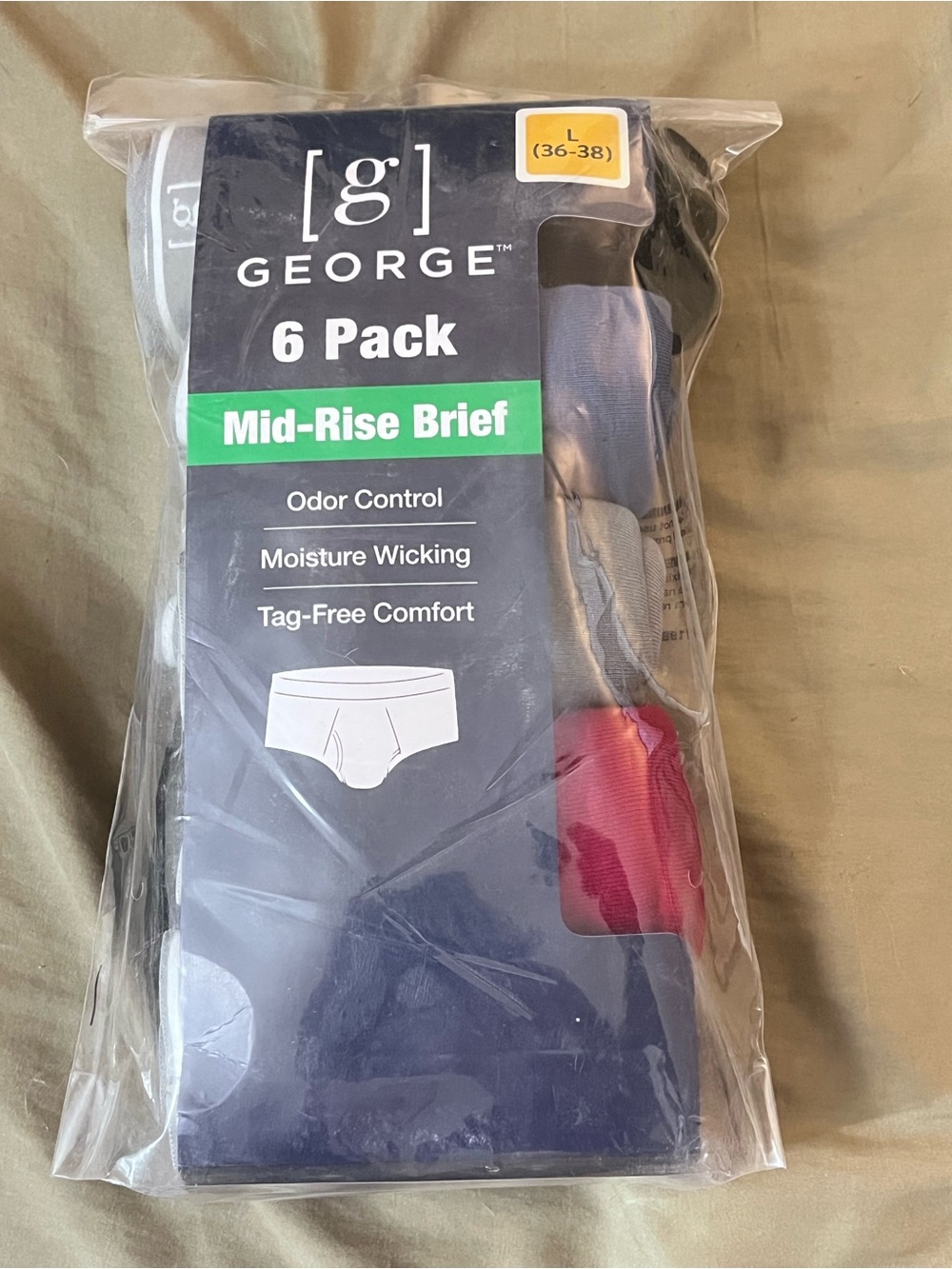 George Men’s 6-Pack Briefs Size Large 36-38 New Sealed Cotton